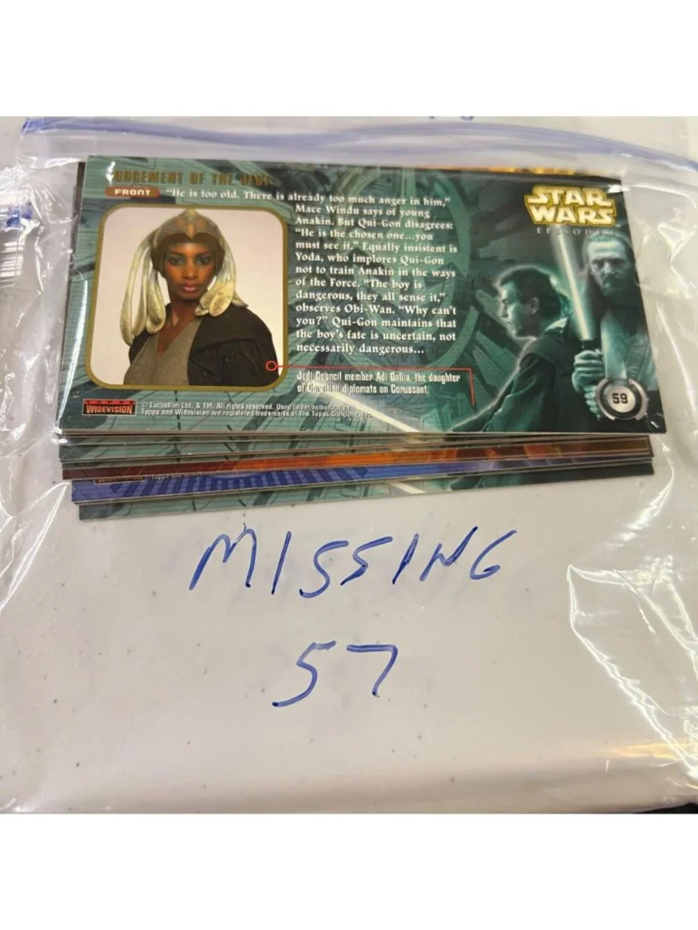 Star Wars Episode 1 Widevision Trading Base Card Set (Missing Card 57) - 1999 - Picture 2 of 6